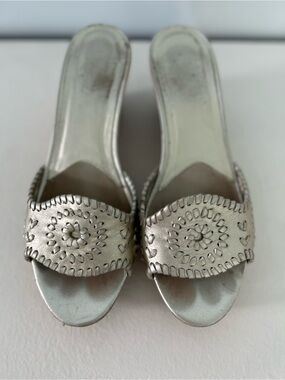 Jack Rogers Silver Metallic Wedge Slide Sandals Size 7.5